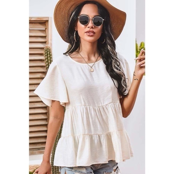 Boutique cream babydoll top nwt | multiple sizes - Picture 1 of 4